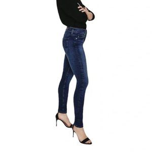AG The FARRAH High Rise Skinny DARK WASH Denim Jean Raw Hem SZ 25
